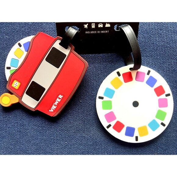 G-Force 2 Pack Viewer Master 3D Reel Disc Inspired Luggage Tags Red White FUN - Picture 3 of 5